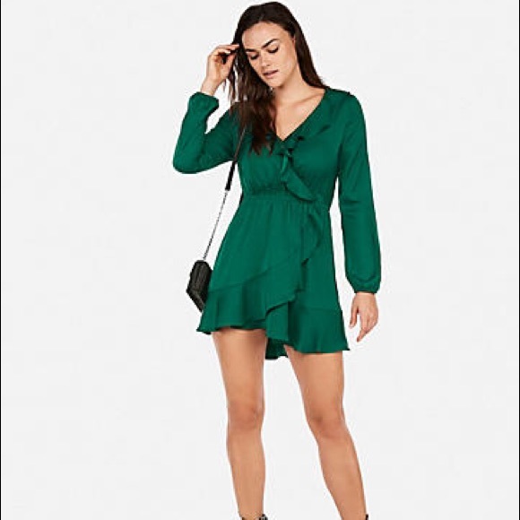 express ruffle wrap dress